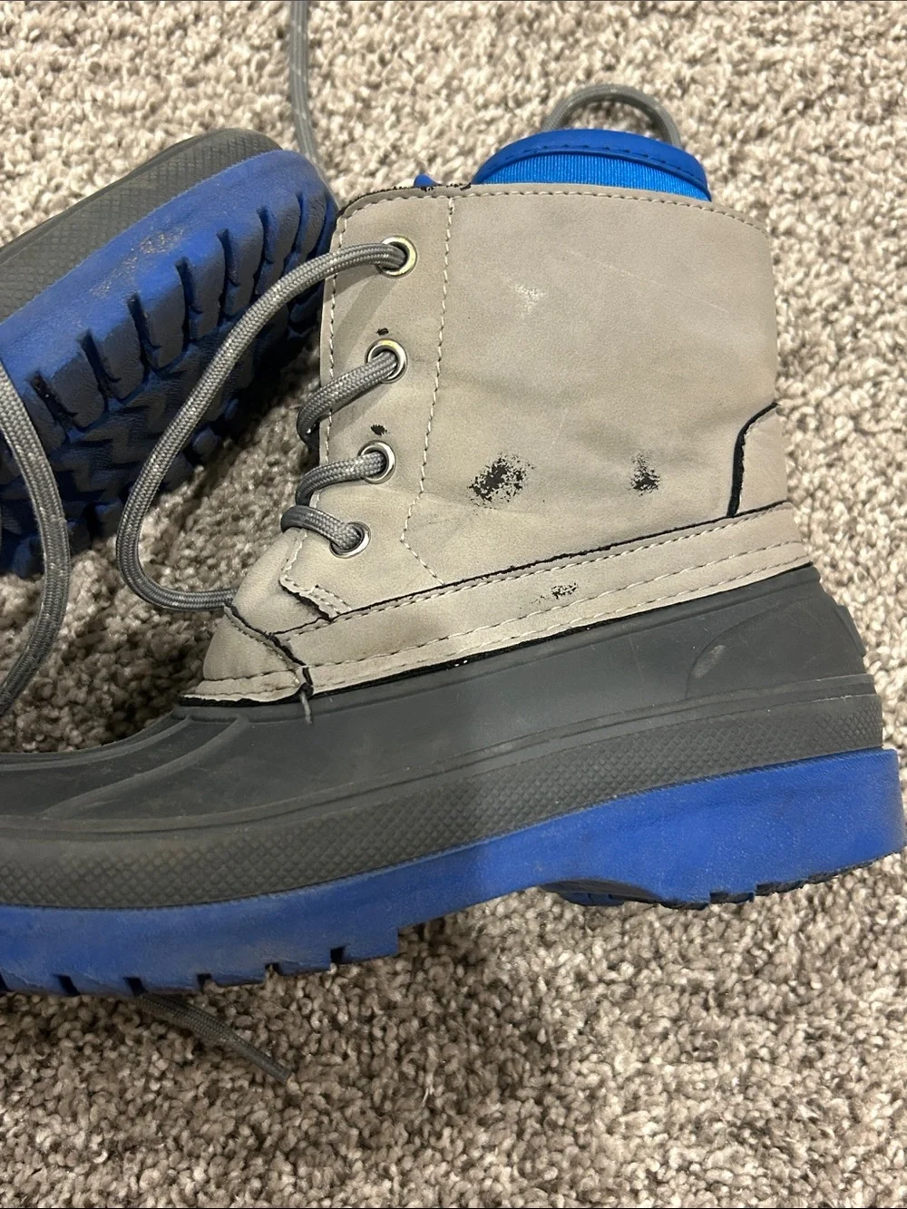 Sperry Kid’s Gray and Blue Lace-Up Waterproof Boots